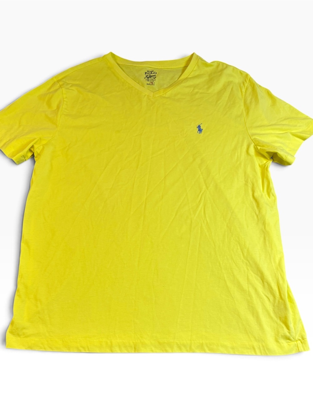 Polo Ralph Lauren Men’s XL Yellow V-Neck T-Shirt Classic Fit Cotton